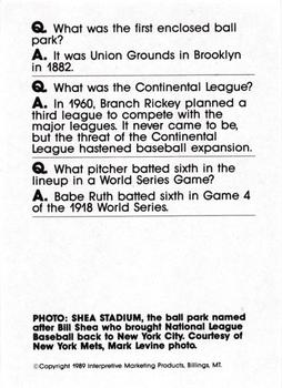 1990 Interpretive Marketing Baseball Wit - Unnumbered #NNO Shea Stadium Back