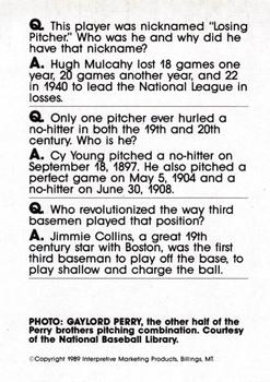 1990 Interpretive Marketing Baseball Wit - Unnumbered #NNO Gaylord Perry Back