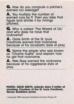 1990 Interpretive Marketing Baseball Wit - Unnumbered #NNO Ozzie Smith Back