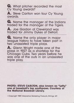 1990 Interpretive Marketing Baseball Wit - Unnumbered #NNO Steve Carlton Back