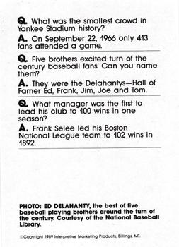 1990 Interpretive Marketing Baseball Wit - Unnumbered #NNO Ed Delahanty Back