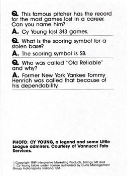 1990 Interpretive Marketing Baseball Wit - Unnumbered #NNO Cy Young Back