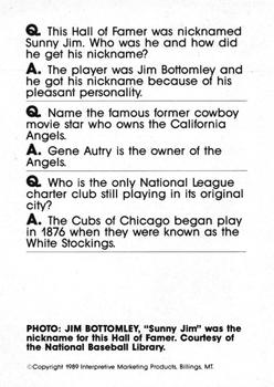 1990 Interpretive Marketing Baseball Wit - Unnumbered #NNO Jim Bottomley Back