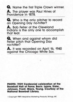 1990 Interpretive Marketing Baseball Wit - Unnumbered #NNO 1939 Centennial Celebration Back