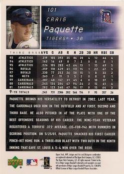 2002 Upper Deck MVP #101 Craig Paquette Back