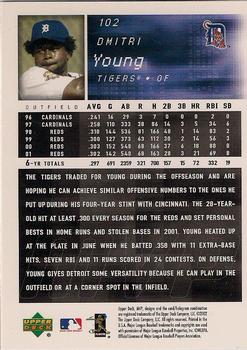 2002 Upper Deck MVP #102 Dmitri Young Back