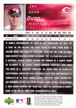 2002 Upper Deck MVP #284 Adam Dunn Back