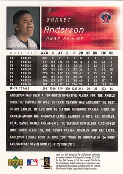 2002 Upper Deck MVP #3 Garret Anderson Back
