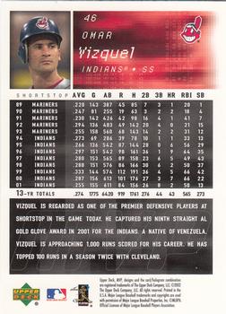 2002 Upper Deck MVP #46 Omar Vizquel Back