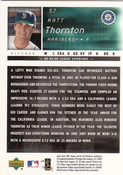 2002 Upper Deck MVP #57 Matt Thornton Back