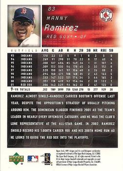 2002 Upper Deck MVP #83 Manny Ramirez Back
