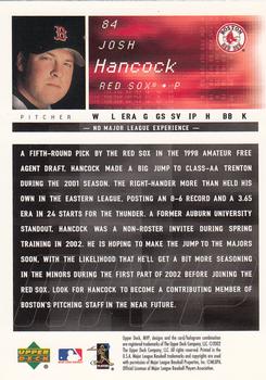 2002 Upper Deck MVP #84 Josh Hancock Back