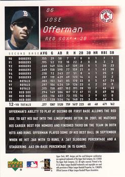 2002 Upper Deck MVP #86 Jose Offerman Back