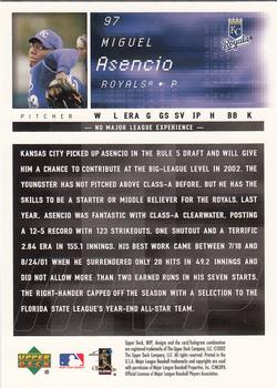 2002 Upper Deck MVP #97 Miguel Asencio Back