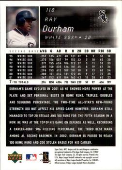 2002 Upper Deck MVP #118 Ray Durham Back