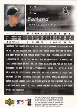 2002 Upper Deck MVP #120 Jon Garland Back