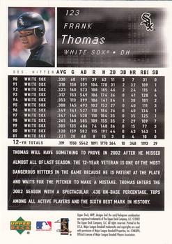 2002 Upper Deck MVP #123 Frank Thomas Back