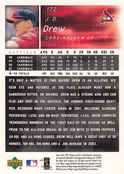 2002 Upper Deck MVP #172 J.D. Drew Back