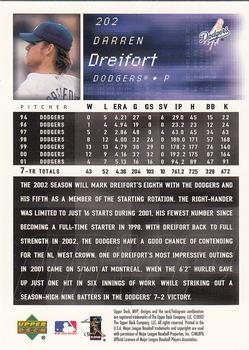 2002 Upper Deck MVP #202 Darren Dreifort Back