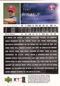 2002 Upper Deck MVP #212 Tony Armas Jr. Back