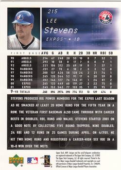 2002 Upper Deck MVP #215 Lee Stevens Back