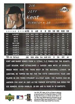 2002 Upper Deck MVP #216 Jeff Kent Back