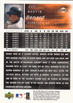 2002 Upper Deck MVP #222 Marvin Benard Back