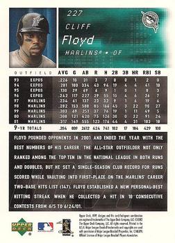 2002 Upper Deck MVP #227 Cliff Floyd Back
