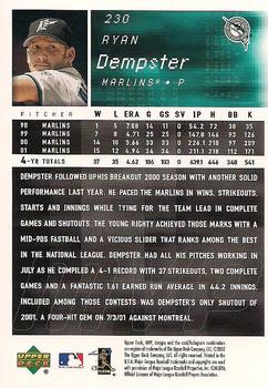 2002 Upper Deck MVP #230 Ryan Dempster Back