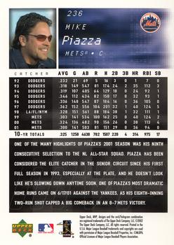 2002 Upper Deck MVP #236 Mike Piazza Back