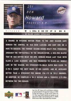 2002 Upper Deck MVP #251 Ben Howard Back
