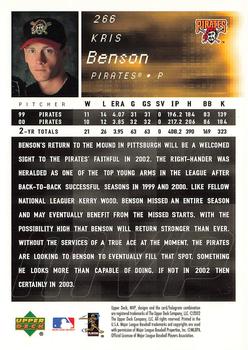 2002 Upper Deck MVP #266 Kris Benson Back