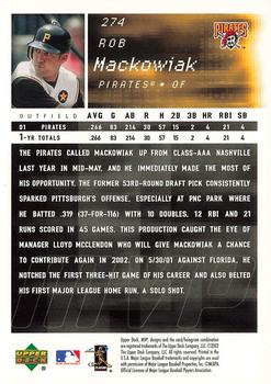 2002 Upper Deck MVP #274 Rob Mackowiak Back