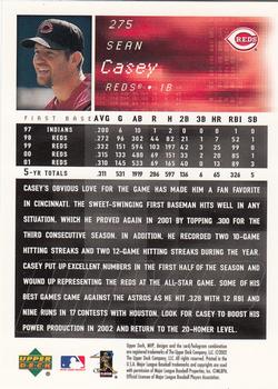 2002 Upper Deck MVP #275 Sean Casey Back