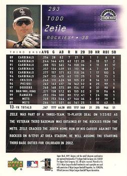 2002 Upper Deck MVP #293 Todd Zeile Back