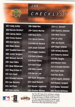 2002 Upper Deck MVP #299 Barry Bonds Back