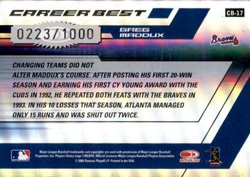 2004 Donruss Elite - Career Best #CB-17 Greg Maddux Back