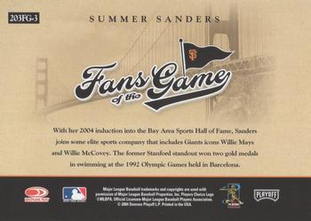 2004 Donruss Elite - Fans of the Game #203FG-3 Summer Sanders Back