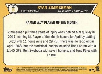 2017 Topps Heritage - Now and Then #NT-15 Ryan Zimmerman Back