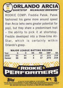 2017 Topps Heritage - Rookie Performers #RP-OA Orlando Arcia Back