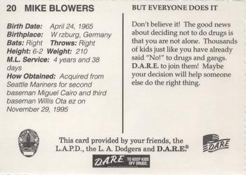 1996 Los Angeles Dodgers Police #20 Mike Blowers Back
