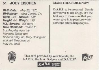 1996 Los Angeles Dodgers Police #51 Joey Eischen Back