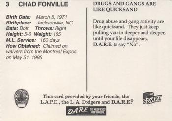 1996 Los Angeles Dodgers Police #3 Chad Fonville Back