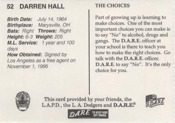 1996 Los Angeles Dodgers Police #52 Darren Hall Back