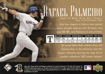 2002 Upper Deck Piece of History #21 Rafael Palmeiro Back
