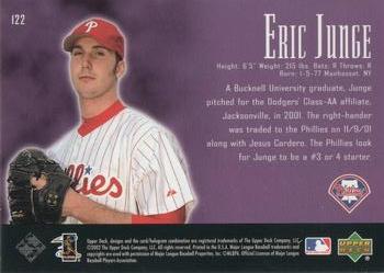 2002 Upper Deck Piece of History #122A Eric Junge Back