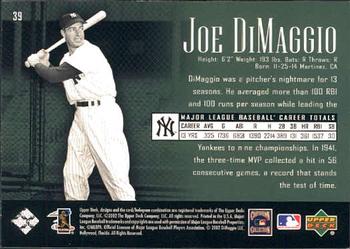 2002 Upper Deck Piece of History #39 Joe DiMaggio Back