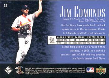 2002 Upper Deck Piece of History #53 Jim Edmonds Back