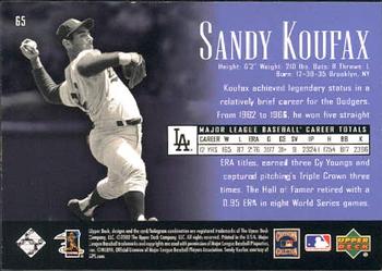 2002 Upper Deck Piece of History #65 Sandy Koufax Back
