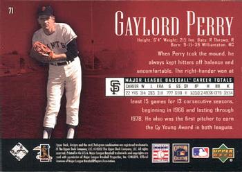 2002 Upper Deck Piece of History #71 Gaylord Perry Back